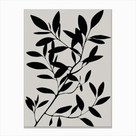 Black And White Leaf Silhouette Canvas Print