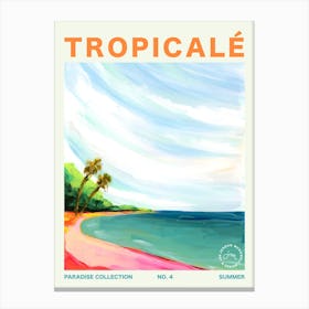 Tropical Palm Trees And Beach Typography Canvas Print