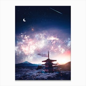 Mount Fuji Japanese Temple Canvas Print