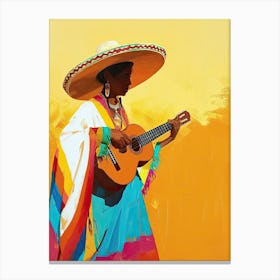 Mexican Woman Playing Guitar, Mexico 1 Canvas Print