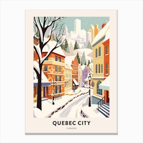 Vintage Winter Travel Poster Quebec City Canada 2 Canvas Print