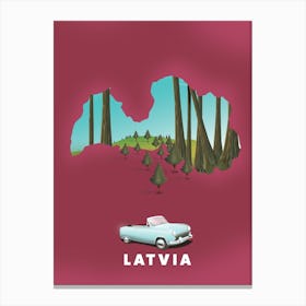Latvia Travel map Canvas Print
