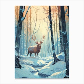 Winter Moose 3 Illustration Canvas Print