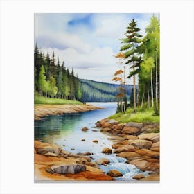 Watercolor Of A River 9 Canvas Print