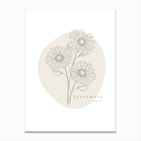 September Aster  Birth Flower | Neutral Florals Canvas Print