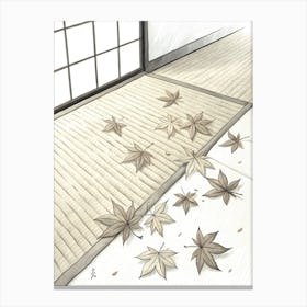 Minimalist Ink Sketch Of A Fallen Maple Leaves O Canvas Print