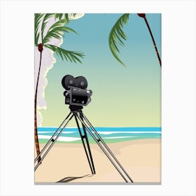 Film Camera On The Beach Canvas Print