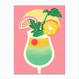 Japanese Retro Pink Cocktail Poster Canvas Print