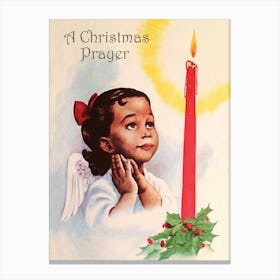 Christmas Prayer, Little Angle Girl With Candle Canvas Print