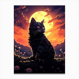 Black Cat In The Moonlight 1 Canvas Print