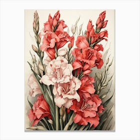 Gladioli Flower Illustration Art Print 0 Canvas Print