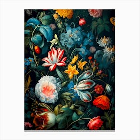 Flowers And Butterflies Canvas Print