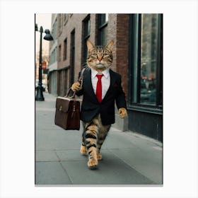 Cat In Business Suit 2 Canvas Print