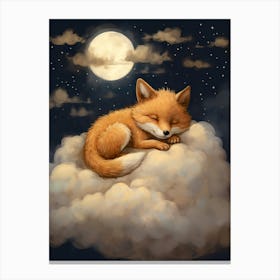 Baby Fox 10 Sleeping In The Clouds Canvas Print