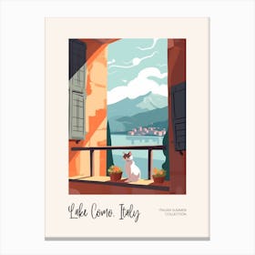 Lake Como Cat On A Window 2 Italian Summer Collection Canvas Print