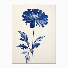 Blue Botanical Chrysanthemum 2 Canvas Print