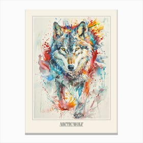 Arctic Wolf Colourful Watercolour 2 Poster Canvas Print
