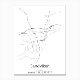 Sandviken,Sweden Minimalist Map Canvas Print