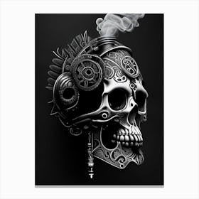 Skull With Intricate Henna 1 Designs Pink Stream Punk Canvas Print