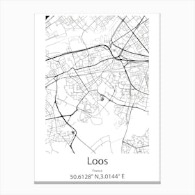 Loos,France Minimalist Map Canvas Print