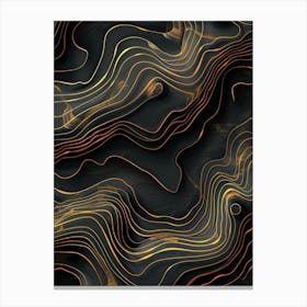 Abstract Gold Wavy Lines Canvas Print