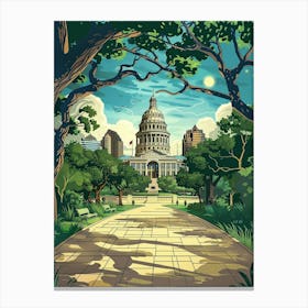 Storybook Illustration The Austin Texas State Capitol Austin Texas 2 Canvas Print