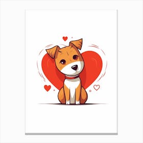 Cute Dog Heart Cartoon 2 Canvas Print