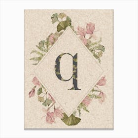 Floral Monogram Q Canvas Print