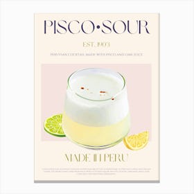 Pisco Sour Cocktail Mid Century Canvas Print
