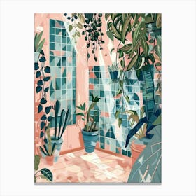 Illustration Of A Room With Plants Canvas Print