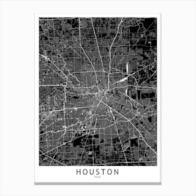 Houston Black And White Map Canvas Print