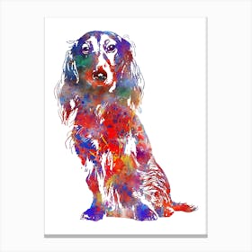 Long Haired Dachshund Watercolor Canvas Print