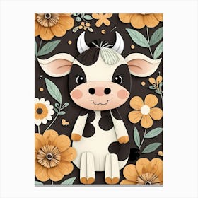 Floral Cute Baby Cow Nursery (13) Canvas Print