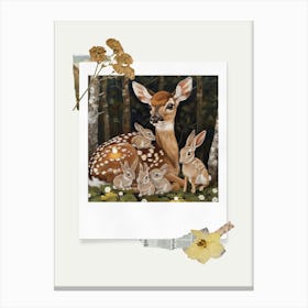 Scrapbook Fawn And Rabbits Fairycore Painting 1 Canvas Print