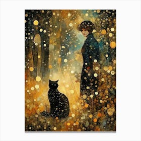 Gustav Klimt Woman And A Cat 1 Canvas Print