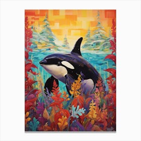 Surreal Orca Whales With Waves3 Canvas Print
