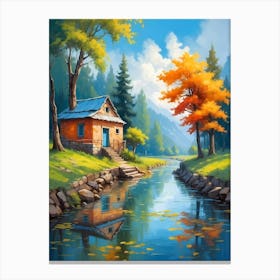 House By The River Canvas Print