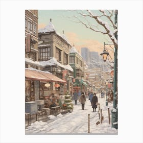 Vintage Winter Illustration Tokyo Japan 2 Canvas Print