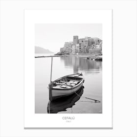 Poster Of Cefalu, Italy, Black And White Photo 3 Canvas Print