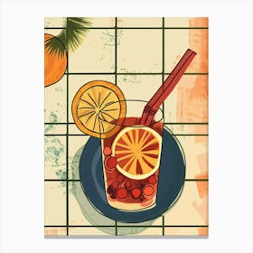Long Island Iced Tea Cocktail Illustration Canvas Print