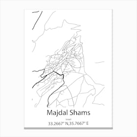 Majdal Shams,Israel Minimalist Map Canvas Print