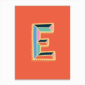Letter E Typographic Canvas Print