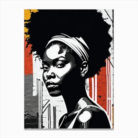 Vintage Graffiti Mural Of Beautiful Black Woman 85 Canvas Print