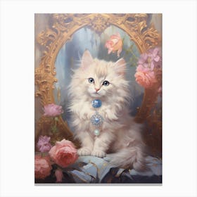 Cat With Jewels Rococo Style Painting 2 Canvas Print