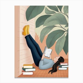 Illustration Of A Woman Reading A Book 1 Canvas Print