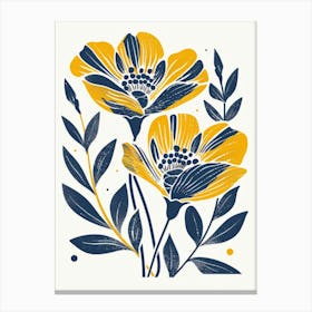 Yellow And Blue Flowers 1 Canvas Print