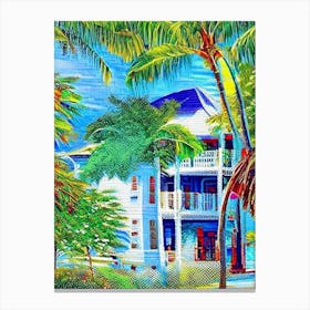 Key West Florida Pointillism Style Tropical Destination Canvas Print