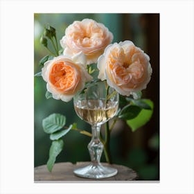 English Roses Painting Rose In A Wine Glass 2 Canvas Print
