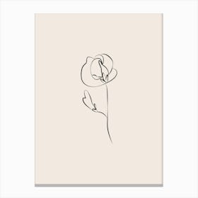 Line Art Flower 2 - Cream Canvas Print