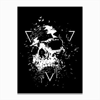 Skull X Black And White Canvas Print